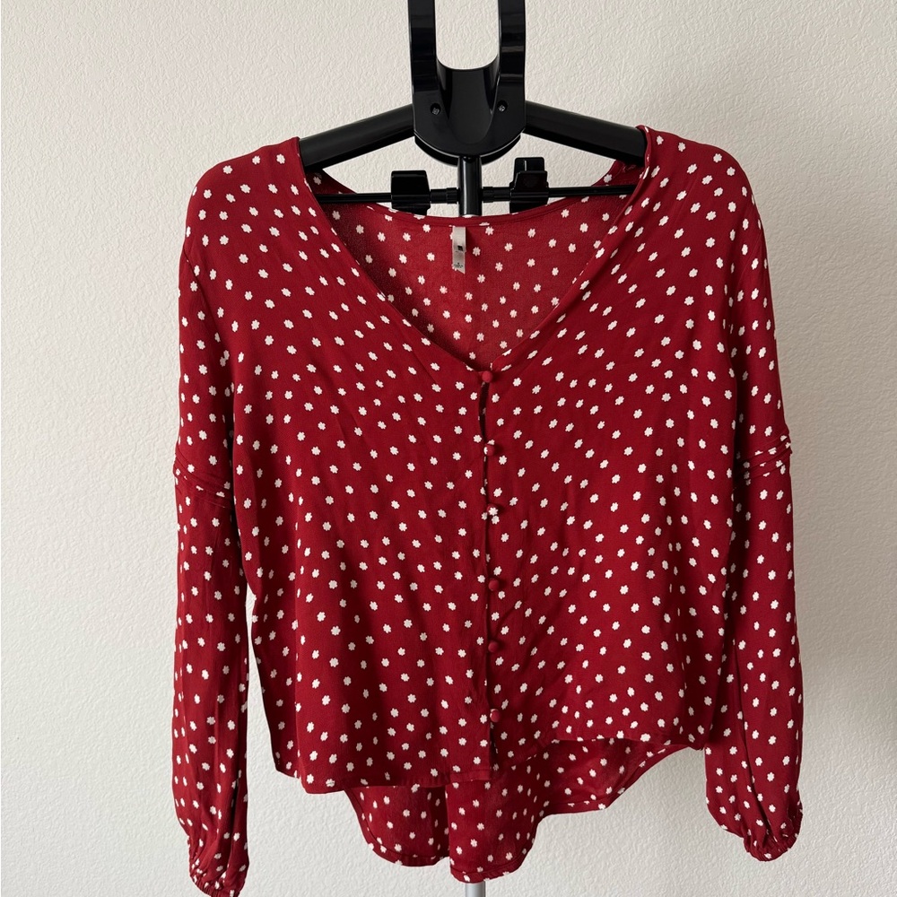 Amuse Society Blouse - Size Small - Red and White Floral